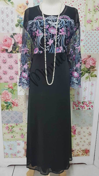 Black Floral 2-Piece Dress GD0221