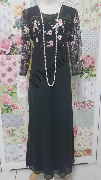 Black Floral 2-Piece Dress GD0218