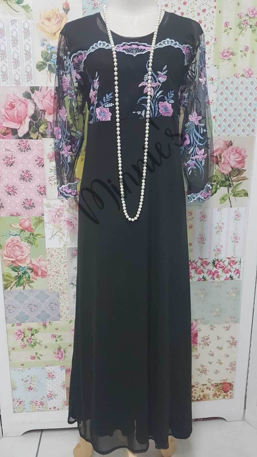 Black Floral 2-Piece Dress GD0219