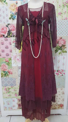 Burgundy 3-Piece Dress Set ML06