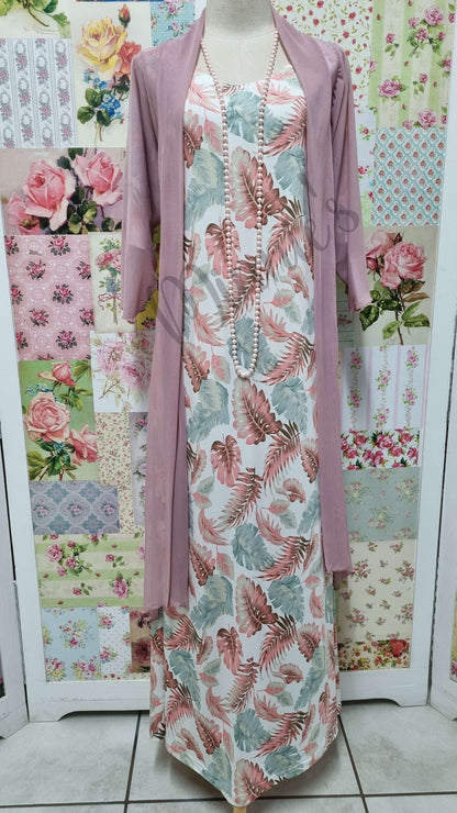 Pink Leaf Print Dress SH067