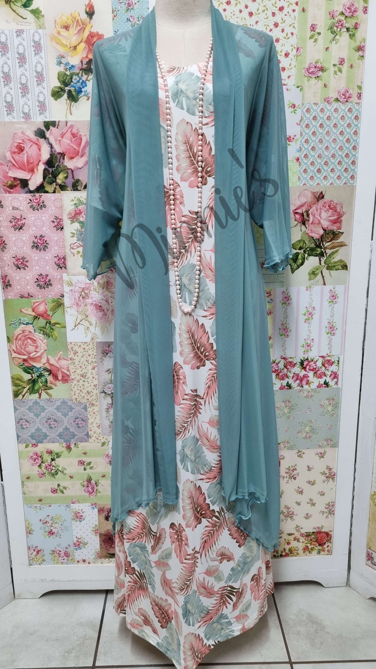 Pink Leaf Print Dress SH067