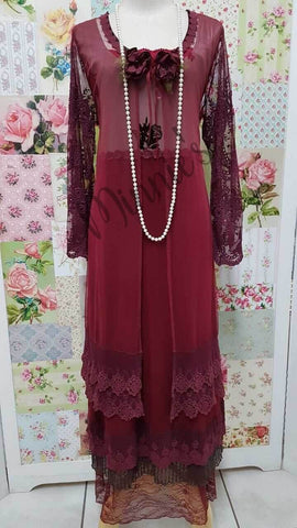 Burgundy 3-Piece Dress Set ML08