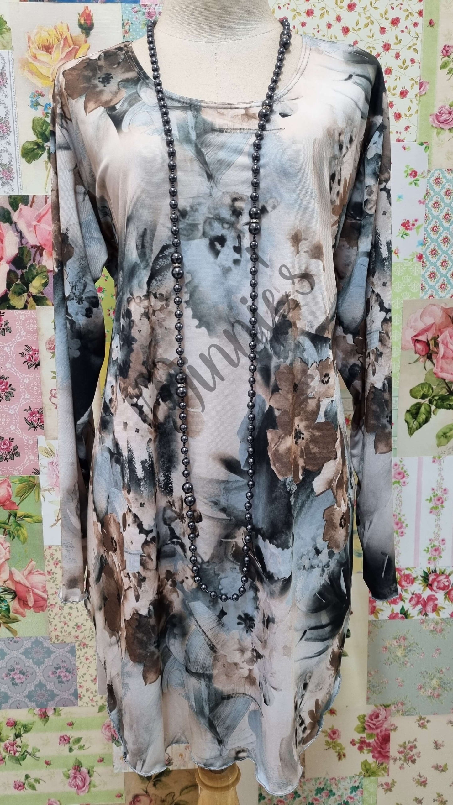 Brown & Grey Printed Top LR0414