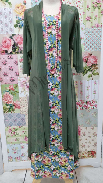 Blue & Pink Floral Dress SH098