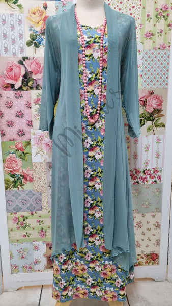 Blue & Pink Floral Dress SH098