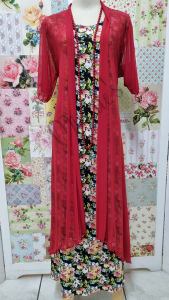 Black & Pink Floral Dress SH096
