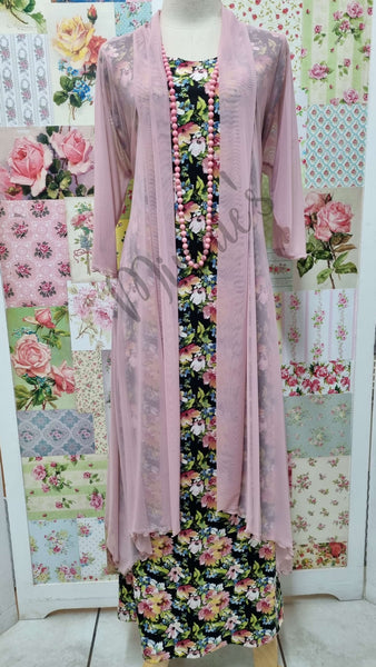 Black & Pink Floral Dress SH096