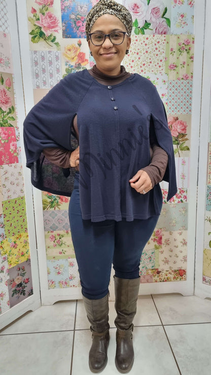 Navy Blue Poncho GD088