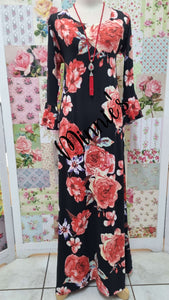 Black & Red Floral Dress SH0102