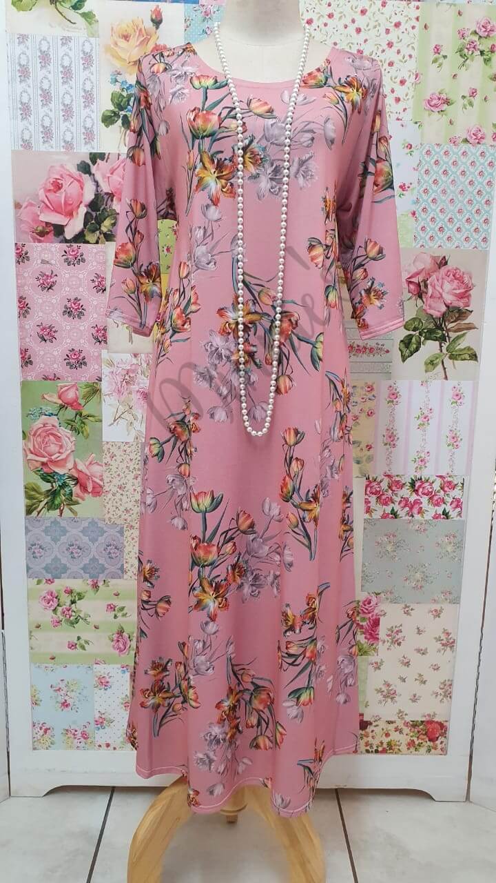 Dusty Pink Floral Dress VB0172